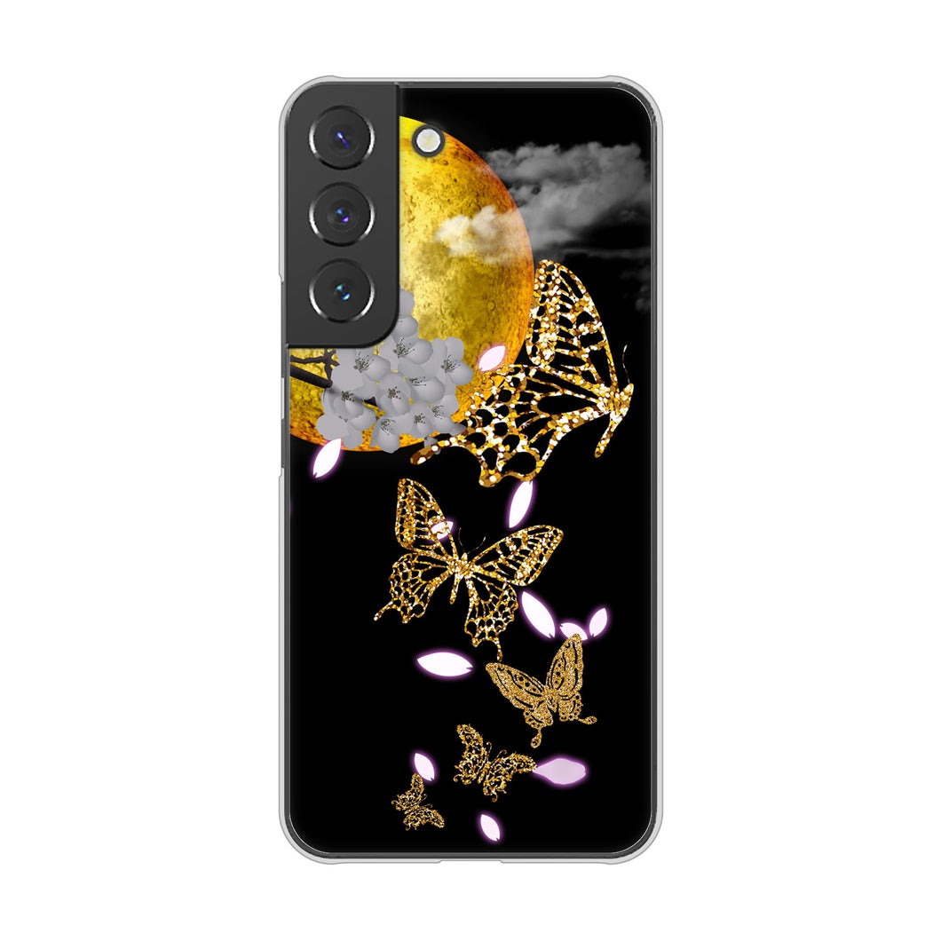 Galaxy S22 SC-51C docomo 高画質仕上げ 背面印刷 ハードケース 【1150 月に昇る蝶】