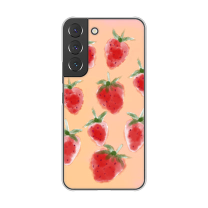 Galaxy S22 SC-51C docomo 高画質仕上げ 背面印刷 ハードケース イチゴ 水彩