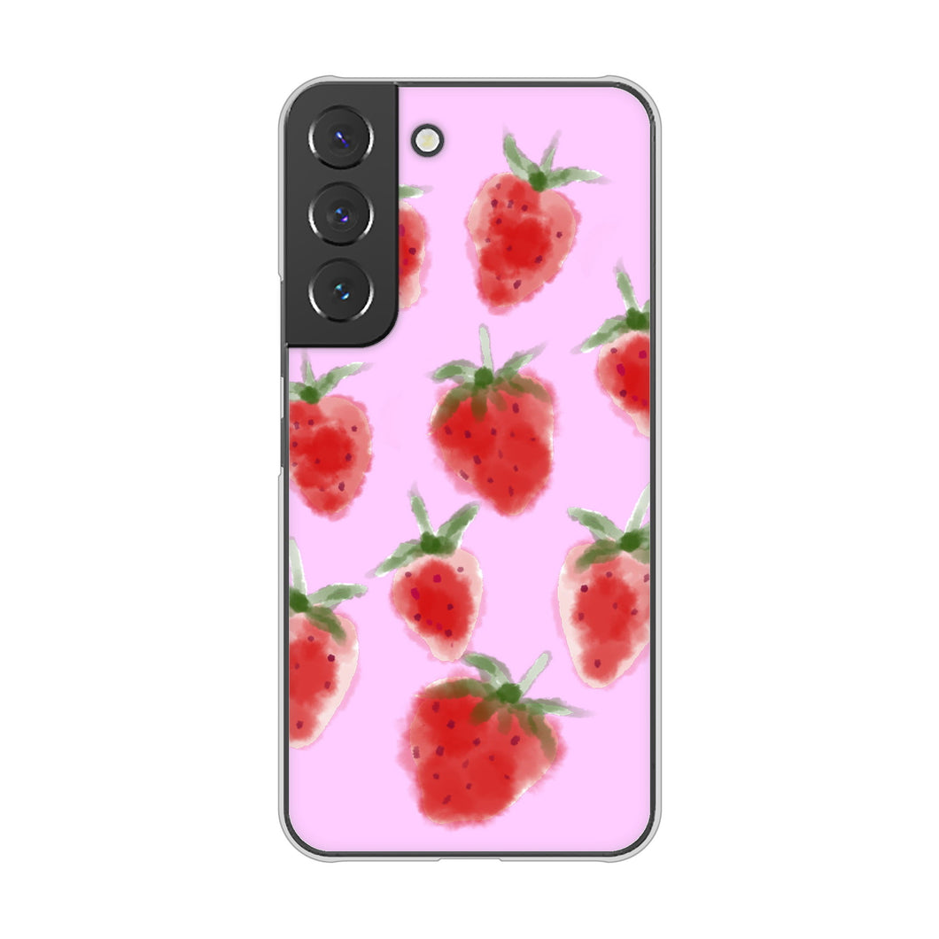 Galaxy S22 SC-51C docomo 高画質仕上げ 背面印刷 ハードケース イチゴ 水彩