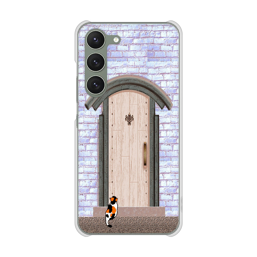 Galaxy S23 SC-51D docomo 高画質仕上げ 背面印刷 ハードケース 猫とドア