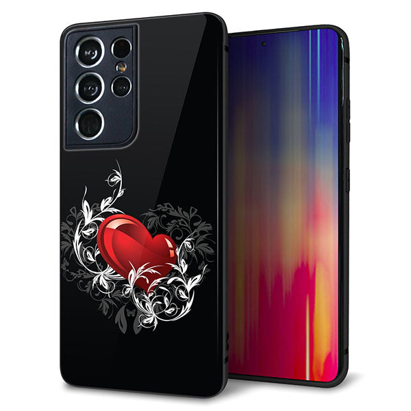 docomo ギャラクシーS21 ウルトラ 5G SC-52B 強化ガラス＆TPUスマホケース ガラプリ【032 クリスタルハート】
