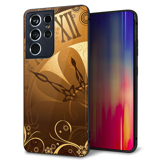 docomo ギャラクシーS21 ウルトラ 5G SC-52B 強化ガラス＆TPUスマホケース ガラプリ【185 時を刻む針】