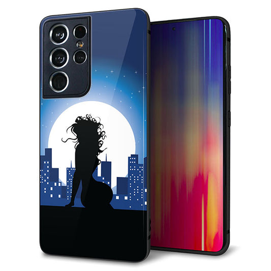 docomo ギャラクシーS21 ウルトラ 5G SC-52B 強化ガラス＆TPUスマホケース ガラプリ【482  夜の窓辺】