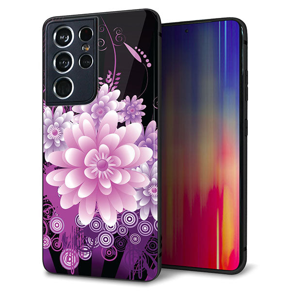 docomo ギャラクシーS21 ウルトラ 5G SC-52B 強化ガラス＆TPUスマホケース ガラプリ【564  3Dフラワー】