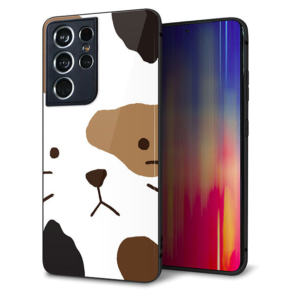 docomo ギャラクシーS21 ウルトラ 5G SC-52B 強化ガラス＆TPUスマホケース ガラプリ【IA801 みけ】