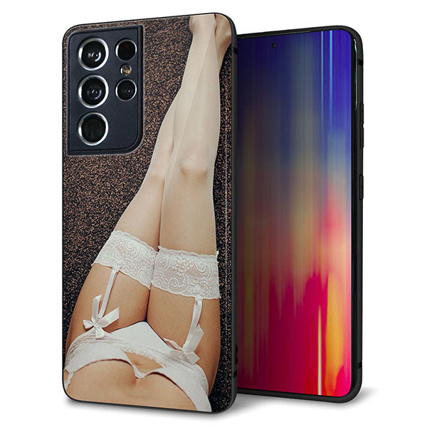 docomo ギャラクシーS21 ウルトラ 5G SC-52B 強化ガラス＆TPUスマホケース ガラプリ【KM888 ストッキング】
