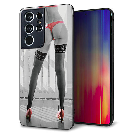 docomo ギャラクシーS21 ウルトラ 5G SC-52B 強化ガラス＆TPUスマホケース ガラプリ【KM889 ハイヒール】