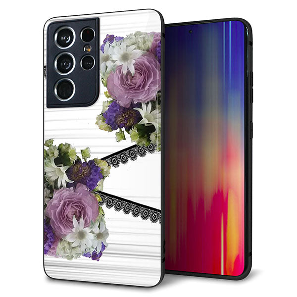 docomo ギャラクシーS21 ウルトラ 5G SC-52B 強化ガラス＆TPUスマホケース ガラプリ【YI888 フラワー９】