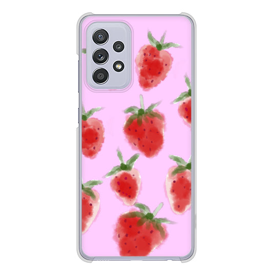Galaxy A52 5G SC-53B 高画質仕上げ 背面印刷 ハードケース イチゴ 水彩