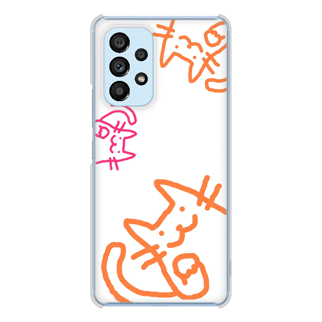 Galaxy A53 5G SC-53C docomo 高画質仕上げ 背面印刷 ハードケース 【1098 手まねきする3匹のネコ】