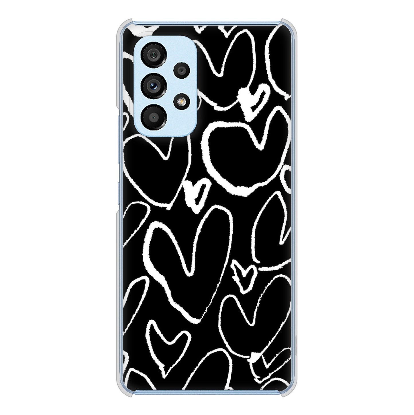 Galaxy A53 5G SC-53C docomo 高画質仕上げ 背面印刷 ハードケース 【1124 ハート BK＆WH】