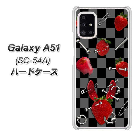 docomo ギャラクシーA51 SC-54A 高画質仕上げ 背面印刷 ハードケース【AG833 苺パンク（黒）】