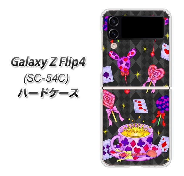 Galaxy Z Flip4 SC-54C docomo 高画質仕上げ 背面印刷 ハードケース【AG818 トランプティー（黒）】