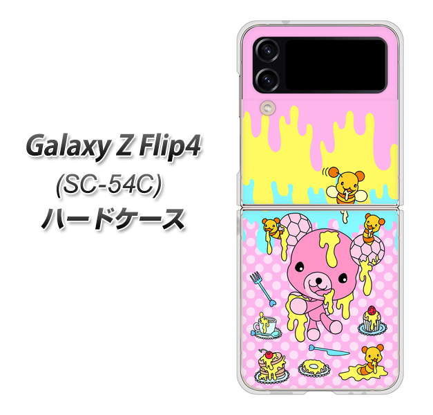 Galaxy Z Flip4 SC-54C docomo 高画質仕上げ 背面印刷 ハードケース【AG822 ハニベア（水玉ピンク）】