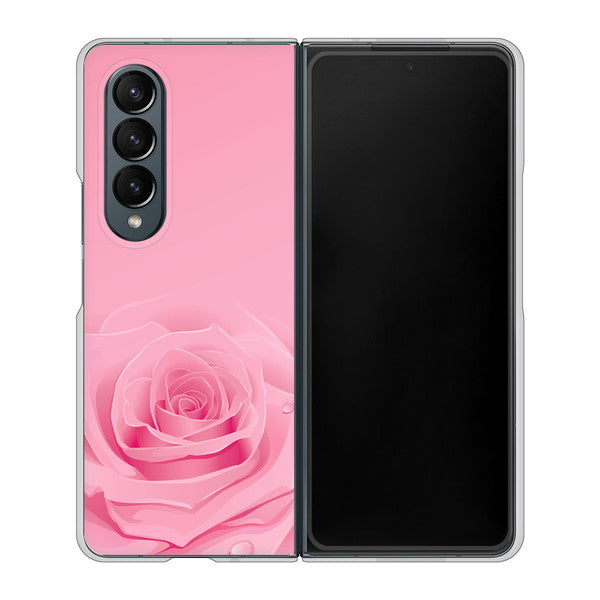 Galaxy Z Fold4 SC-55C docomo 高画質仕上げ 背面印刷 ハードケース【401 ピンクのバラ】
