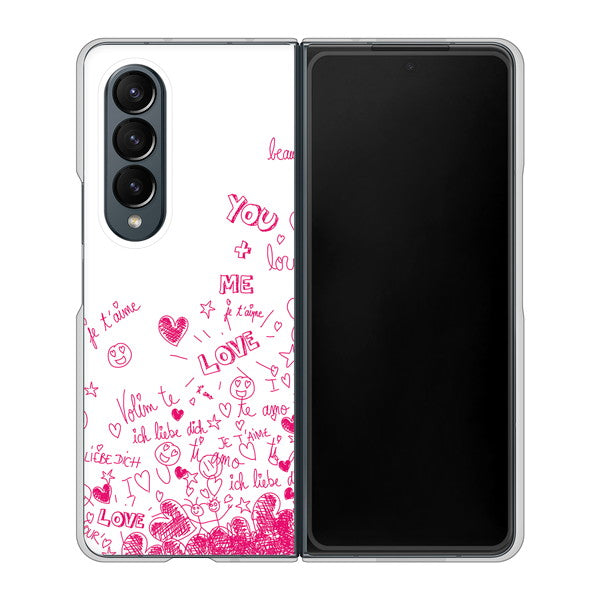 Galaxy Z Fold4 SC-55C docomo 高画質仕上げ 背面印刷 ハードケース【631 恋の落書き】