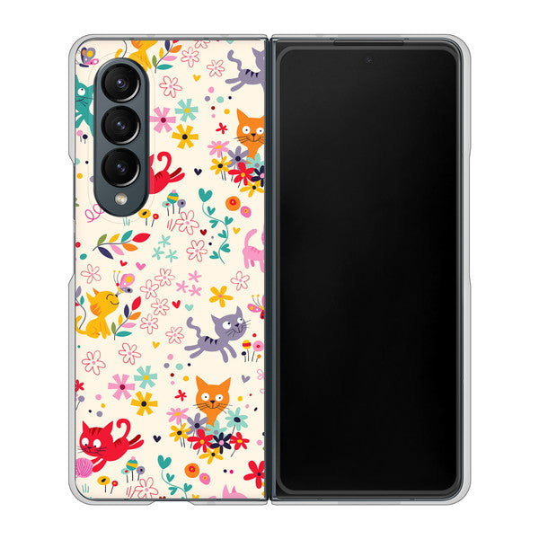 Galaxy Z Fold4 SC-55C docomo 高画質仕上げ 背面印刷 ハードケース【693 ネコのあそび場】