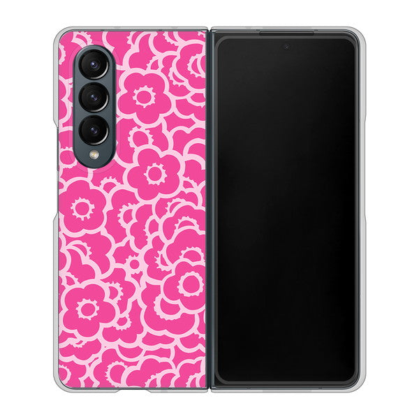 Galaxy Z Fold4 SC-55C docomo 高画質仕上げ 背面印刷 ハードケース【716 ピンクフラワー】