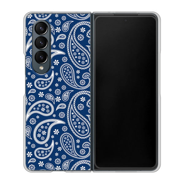 Galaxy Z Fold4 SC-55C docomo 高画質仕上げ 背面印刷 ハードケース【764 ペイズリーブロンズブルー】
