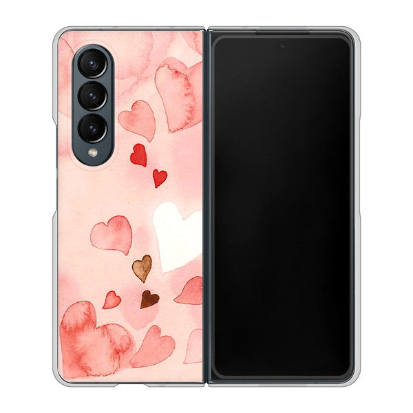 Galaxy Z Fold4 SC-55C docomo 高画質仕上げ 背面印刷 ハードケース【1125 ハートの和紙】