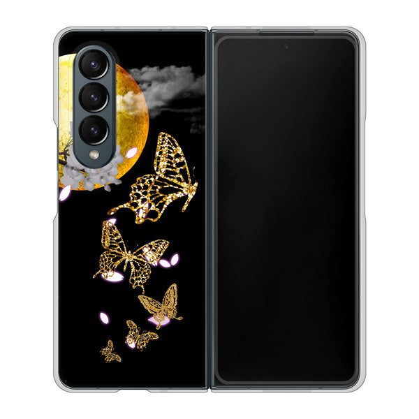 Galaxy Z Fold4 SC-55C docomo 高画質仕上げ 背面印刷 ハードケース【1150 月に昇る蝶】