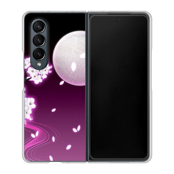 Galaxy Z Fold4 SC-55C docomo 高画質仕上げ 背面印刷 ハードケース【1223 紫に染まる月と桜】