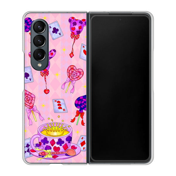 Galaxy Z Fold4 SC-55C docomo 高画質仕上げ 背面印刷 ハードケース【AG817 トランプティー（ピンク）】