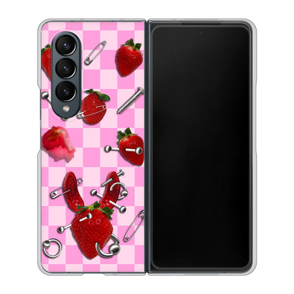 Galaxy Z Fold4 SC-55C docomo 高画質仕上げ 背面印刷 ハードケース【AG832 苺パンク（ピンク）】