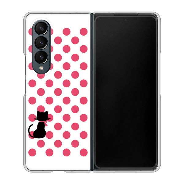 Galaxy Z Fold4 SC-55C docomo 高画質仕上げ 背面印刷 ハードケース【EK807 ネコとシンプル ピンク】