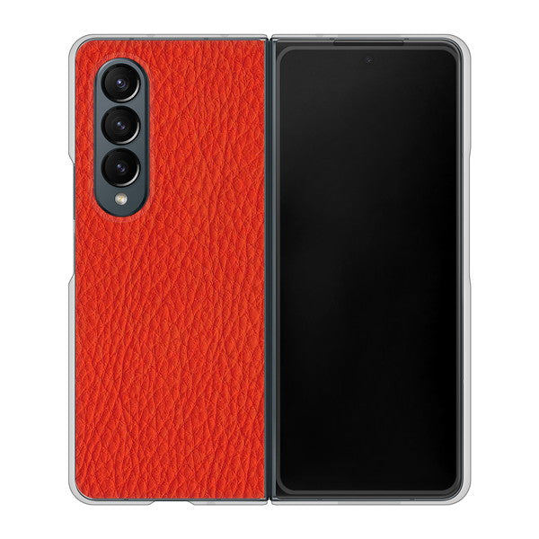 Galaxy Z Fold4 SC-55C docomo 高画質仕上げ 背面印刷 ハードケース【EK852 レザー風レッド】