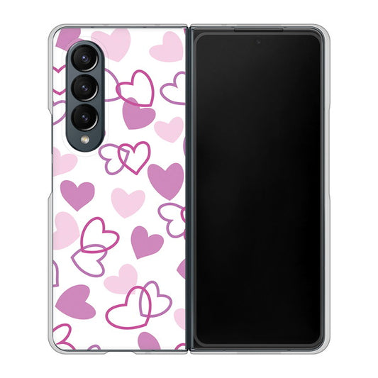 Galaxy Z Fold4 SC-55C docomo 高画質仕上げ 背面印刷 ハードケース【VA928 ハートがいっぱい パープル】