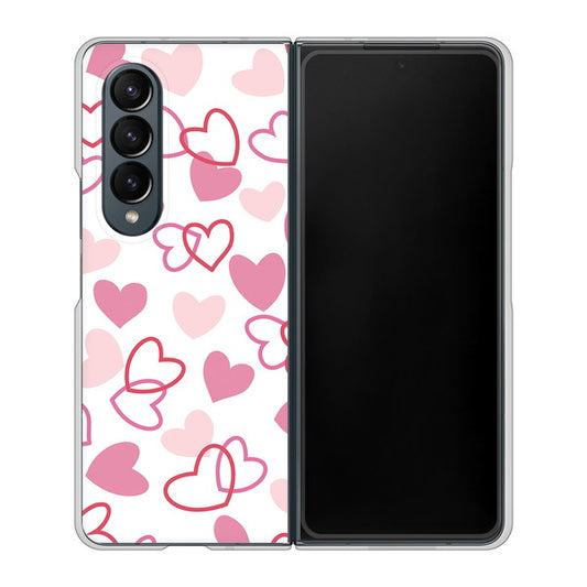 Galaxy Z Fold4 SC-55C docomo 高画質仕上げ 背面印刷 ハードケース【VA929 ハートがいっぱい ピンク】