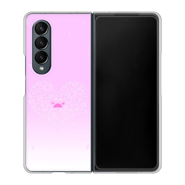 Galaxy Z Fold4 SC-55C docomo 高画質仕上げ 背面印刷 ハードケース【YA955 ハート02 素材ホワイト】