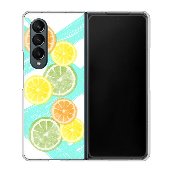 Galaxy Z Fold4 SC-55C docomo 高画質仕上げ 背面印刷 ハードケース【YJ183 オレンジライム】