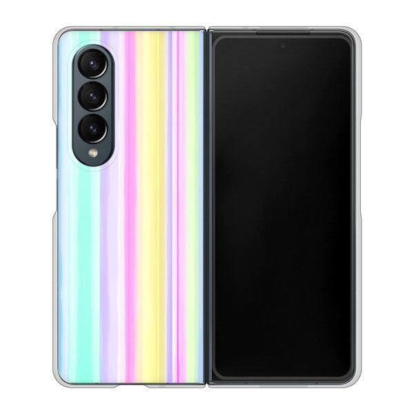 Galaxy Z Fold4 SC-55C docomo 高画質仕上げ 背面印刷 ハードケース【YJ313 ストライプ レインボー】
