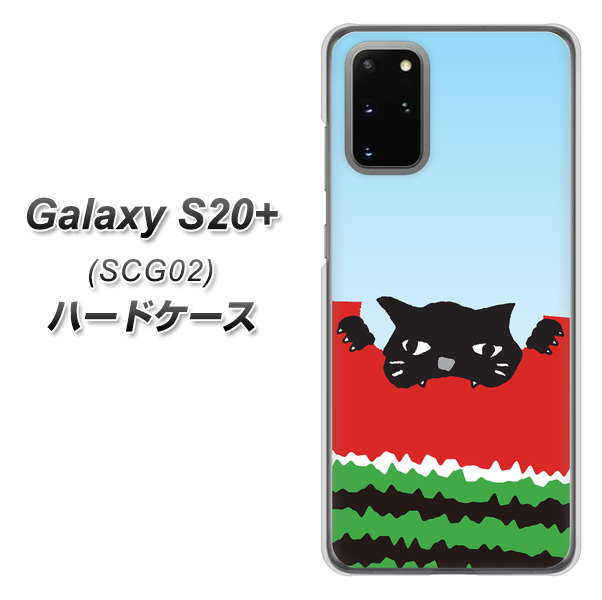 au ギャラクシーS20+ SCG02 高画質仕上げ 背面印刷 ハードケース【IA815 すいかをかじるネコ(大)】