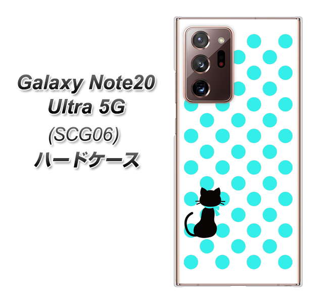 au ギャラクシー ノート20 ウルトラ 5G SCG06 高画質仕上げ 背面印刷 ハードケース【EK809 ネコとシンプル ライトブルー】