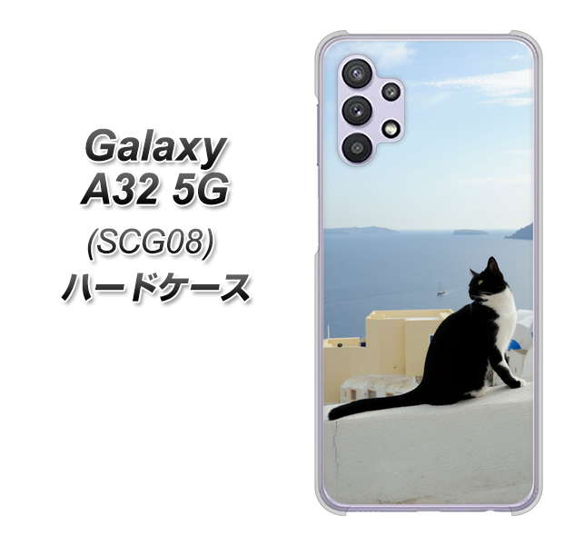 au ギャラクシーA32 5G SCG08 高画質仕上げ 背面印刷 ハードケース【VA805 ネコと地中海】