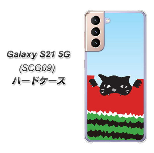 au ギャラクシーS21 5G SCG09 高画質仕上げ 背面印刷 ハードケース【IA815 すいかをかじるネコ(大)】
