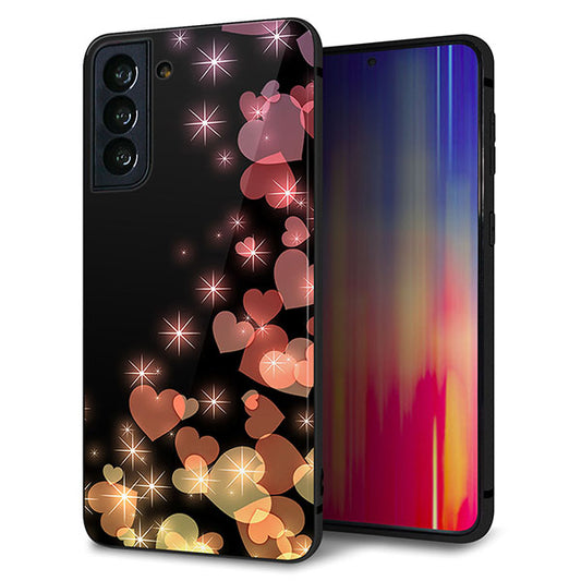 au ギャラクシーS21+ 5G SCG10 強化ガラス＆TPUスマホケース ガラプリ【020 夜のきらめきハート】