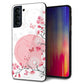 au ギャラクシーS21+ 5G SCG10 強化ガラス＆TPUスマホケース ガラプリ【030 花と蝶（うす桃色）】