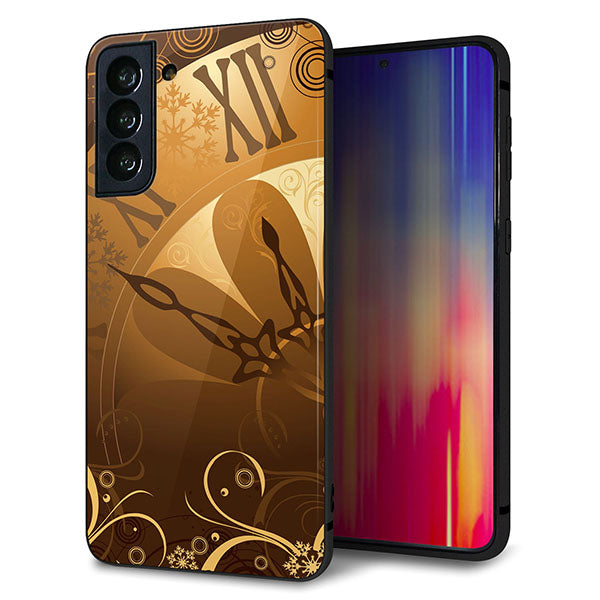 au ギャラクシーS21+ 5G SCG10 強化ガラス＆TPUスマホケース ガラプリ【185 時を刻む針】