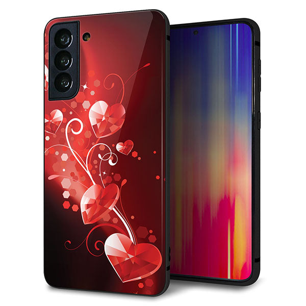 au ギャラクシーS21+ 5G SCG10 強化ガラス＆TPUスマホケース ガラプリ【385 クリスタルな恋】