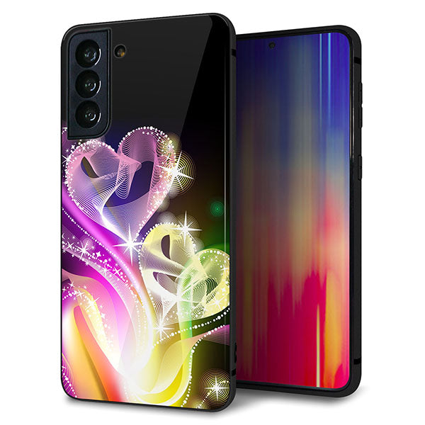 au ギャラクシーS21+ 5G SCG10 強化ガラス＆TPUスマホケース ガラプリ【386  光の軌跡】