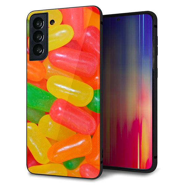 au ギャラクシーS21+ 5G SCG10 強化ガラス＆TPUスマホケース ガラプリ【449 ジェリービーンズ】