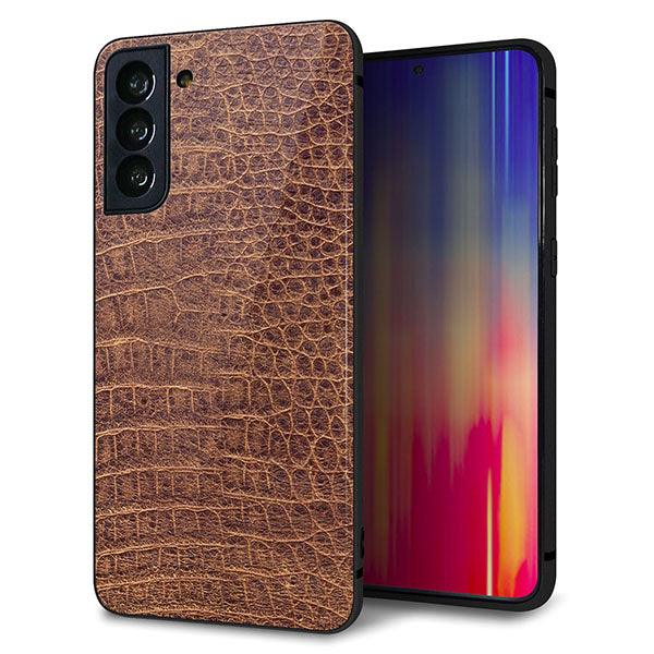 au ギャラクシーS21+ 5G SCG10 強化ガラス＆TPUスマホケース ガラプリ【463  クロコダイル】