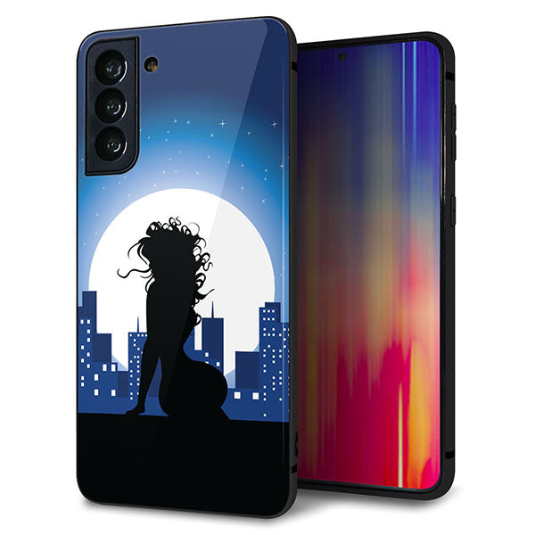 au ギャラクシーS21+ 5G SCG10 強化ガラス＆TPUスマホケース ガラプリ【482  夜の窓辺】