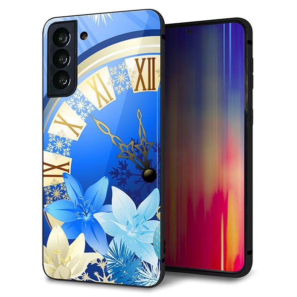 au ギャラクシーS21+ 5G SCG10 強化ガラス＆TPUスマホケース ガラプリ【601  静寂なる青い時】