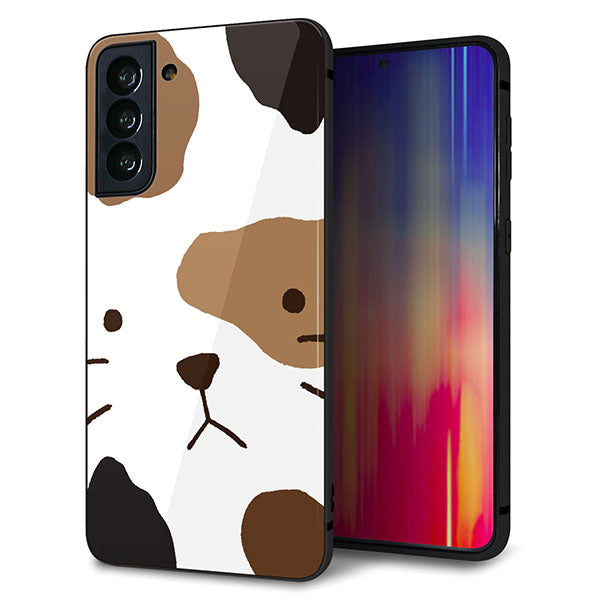 au ギャラクシーS21+ 5G SCG10 強化ガラス＆TPUスマホケース ガラプリ【IA801 みけ】