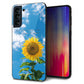 au ギャラクシーS21+ 5G SCG10 強化ガラス＆TPUスマホケース ガラプリ【KM877 ヒマワリ】